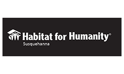 Black Habitat for Humanity Susquehanna logo written in white.