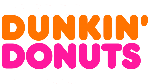 Dunkin’ Donuts lettering in Orange and Purple with a Dunkin’ Steaming Coffee photo at the top of the logo.